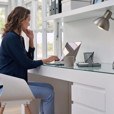 physician working remotely at home
